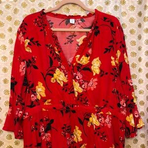 EUC Old Navy size xxl red floral dress